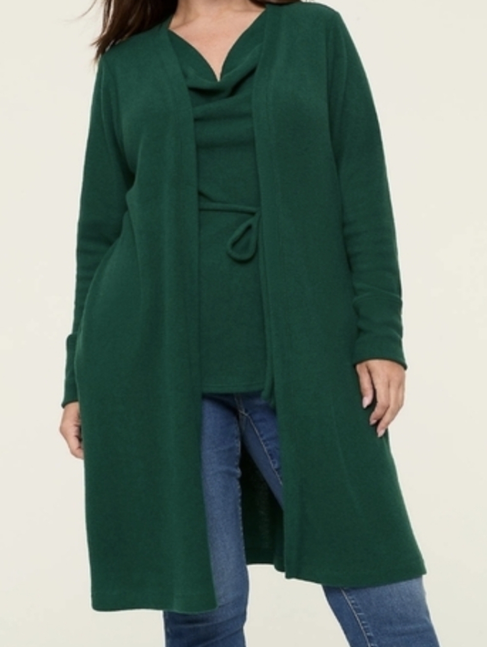 LANE BRYANT Dark Green Open Front Cardigan-Duster...Size:18/20